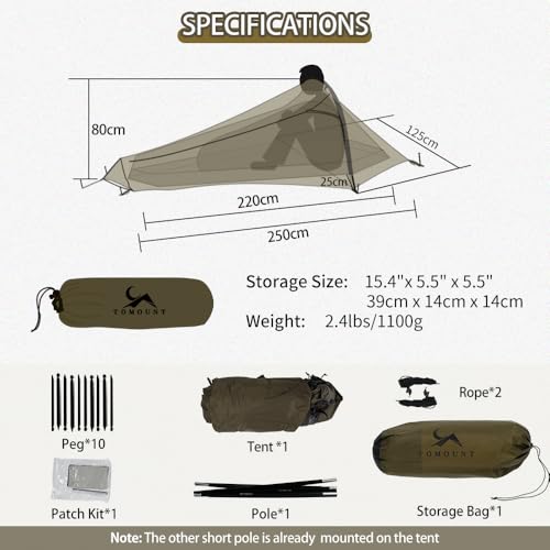 MC TOMOUNT Bivy Tent Ultralight 2.42LBS 1 Person Backpacking Tent for Camping Hiking