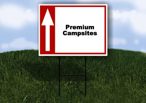 Premium Campsites Up Arrow White Red Black 1 Double Sided 18x24 in Yard Road Sign w/stand