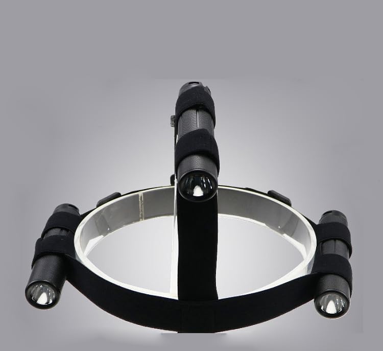 RecDec Headband Flashlight Holder Rechargeable Flashlights Headlamp Straps Adapter Converter with Triple Flashlights Holde...