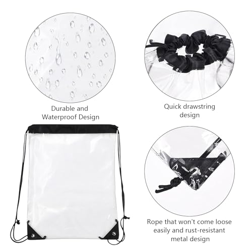 starfa lab 2 Pack Clear Drawstring Bags for Stadium Events,See Through Waterproof PVC Backpack for Men and Women,Ideal for...