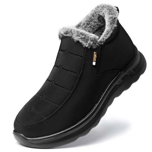 TEMOFON Womens Winter Snow Boots Warm Fur Lined Booties Waterproof Outdoor Shoes Comfortable Slip On Ankle Boot