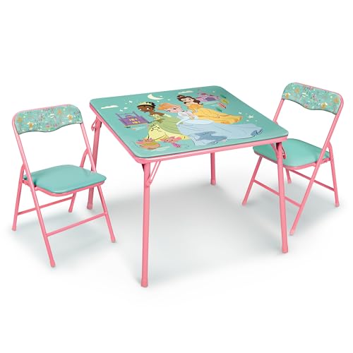 Disney Princess Girls Folding Table & Chairs Set for Kids and Toddlers 36 Months Up to 7 Years, Includes: 1 Table (36" L x...
