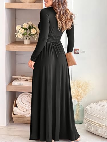 ANRABESS Women Summer Deep V Neck Short Sleeve Dresses Slit Elegant Wedding Guest Formal Cocktail Evening Maxi Long Dress