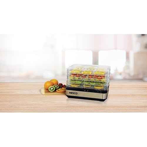NESCO FD-5TC Snackmaster Food Dehydrator ? 5 BPA-Free Trays, Adjustable Temp Control, Compact Design for Jerky, Fruit, Herbs, Pet Treats, 420W