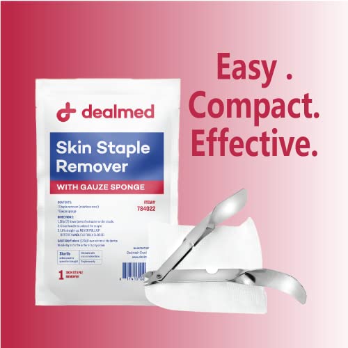 Dealmed Sterile Staple Removal Kit, Includes Staple Remover and Gauze Sponge, Staple Removal Tool Single-Use Kit, Ideal fo...