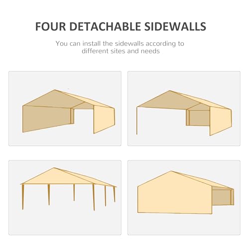 Outsunny 10' x 20' Large Party Tent, Outdoor Event Shelter, Gazebo Canopy with 4 Removable Window Sidewalls for Weddings, ...