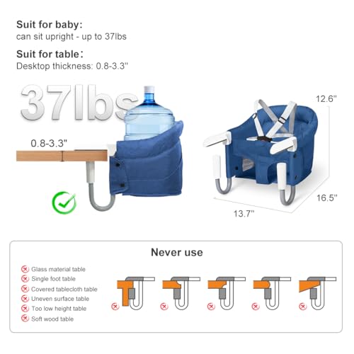 MTWML Portable High Chair for Table,Hook On High Chair That Attaches to Table,Space Saver Clip On Counter Seat for Baby,Ea...