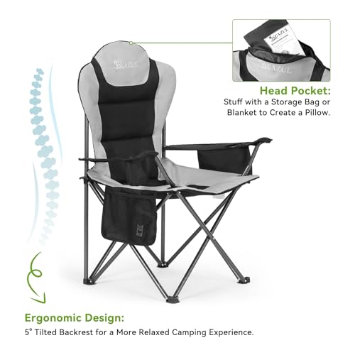 Seazul Camping Chairs for Adults, Camp Chair, Folding Chairs for Outside, Support 380 LBS, Portable Travel Lawn Outdoor Ca...