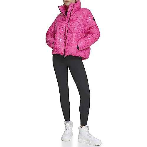 DKNY womens Performance Repreve Fill Boxy High Low Puffer