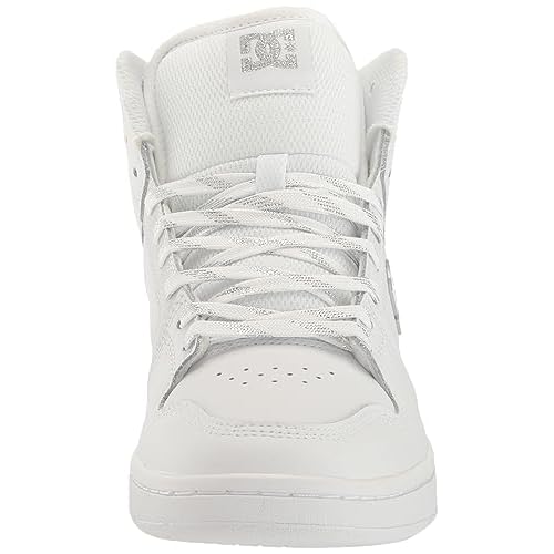 DC Women's Manteca 4 High Top Skate Shoe, White/Silver, 8