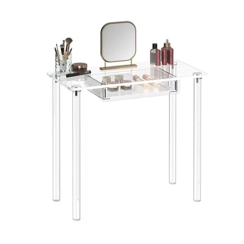 QIUTMER Acrylic Makeup Vanity Desk, Clear Table with Drawer, 31.5" L x 15.75" W x 29.53" H, Large Storage Space, for Home Office for Bedroom, Dressing Room, Modern, Easy Assembly