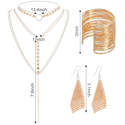 HOVEOX 4 Pieces 70s Disco Accessories Disco Costume Accessory for Women with Sunglasses Earrings Bracelets Necklace