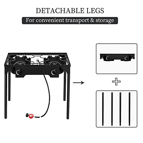 Portable Outdoor High-Pressure Camping Stove,150000-BTU 2 Burner Camping Modular Cooking Cooktop,Propane Gas Cooker,Camp S...