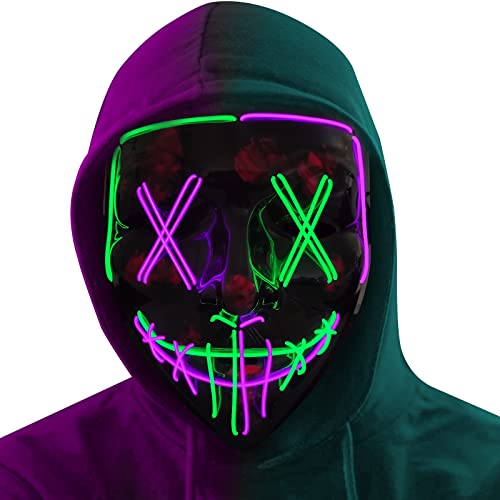 Poptrend Halloween Mask LED Light up Mask Scary mask for Festival Cosplay Halloween Costume Masquerade Parties,Carnival,Gi...