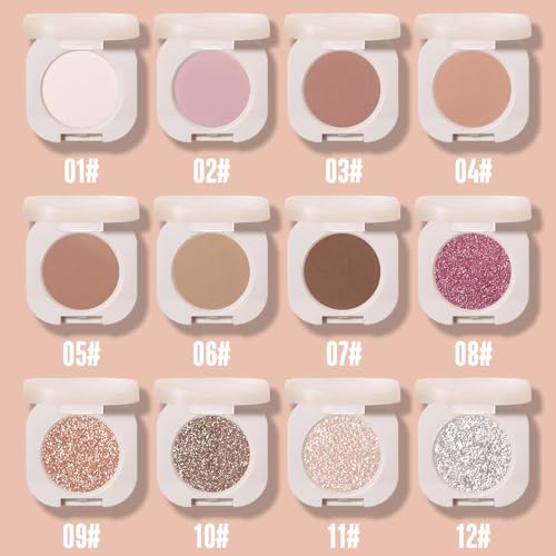 FeiCuiYun Glitter Shimmer Sparkle Eyeshadow Palette Makeup for Older Women, Silver Glitter Shimmer Metallic Holographic Mu...