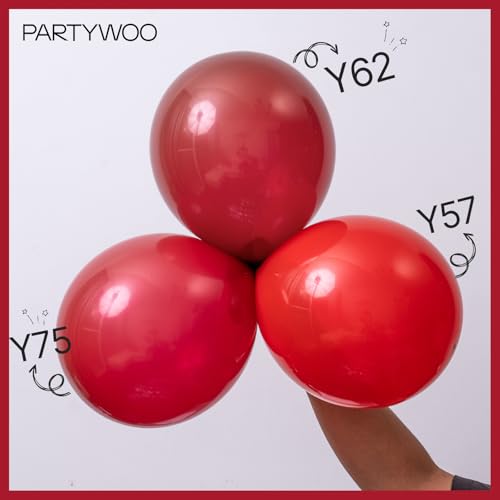 PartyWoo Red Balloons 100 pcs 10 Inch Matte Red Latex Helium Balloons for Graduation Wedding Independence Day Valentine's ...