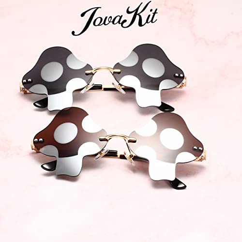 JOVAKIT Mushroom Shaped Sunglasses for Women Men Vintage Rimless Sun Glasses Retro rave Party Halloween Eyeglasses