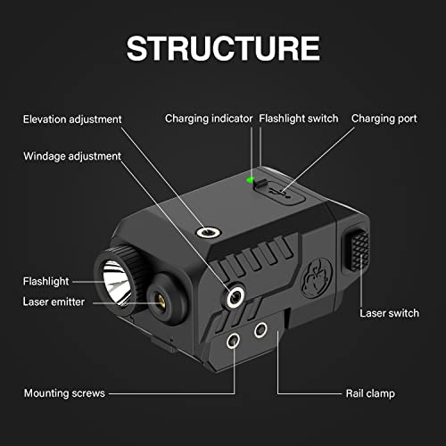 Solofish 500lm Tactical Flashlight Compatible for Compact with Rail, Green/Red/Blue Beam and White LED Combo with Strobe