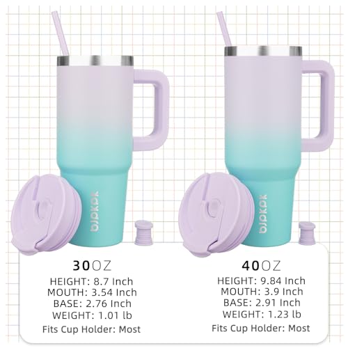 BJPKPK Tumbler With Handle 30 oz Stainless Steel Insulated Tumbler With Lid And Straw For Water Or Ice Coffee,Lavender Green