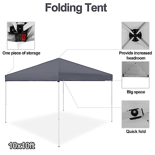 JupiterForce 10 x 10 Pop Up Canopy Tent Easy Set-up, Height Adjustable Outdoor Canopy Patio Waterproof Sun Shade Shelter I...