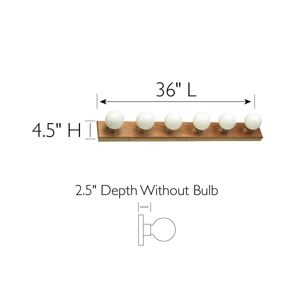 Design House Vanity Lights, 6 Linear Lights, Dimmable, Horizontal or Vertical Use, Uses (6) 60W Bulbs, For Bathroom/Makeup Vanity, Honey Oak, 36.0 in. L x 4.5 in. H x 2.5 in. D, 500223
