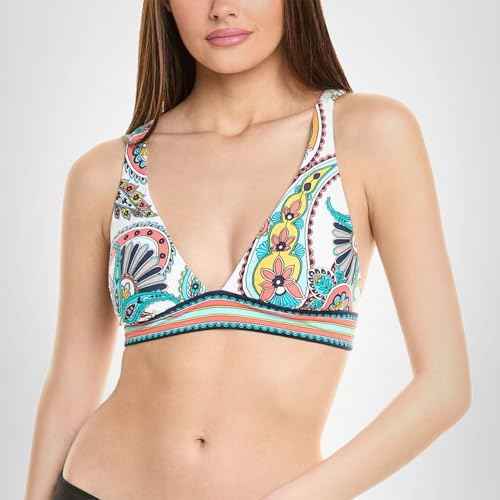 La Blanca Women's Over The Shoulder Triangle Swimsuit Top, Multi//Pave The Way, 6
