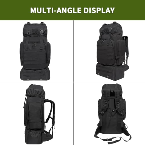 Lizbin Hiking Backpack, 80L Molle Military Tactical Rucksack, Camping Backpack with Shoe Compartment, Lightweight Rucksack...