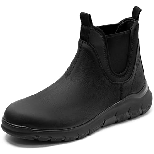 Arkbird Men's Wide Toe Box Oil-Waxed Leather Chelsea Boots for Daily Work Hiking Camping