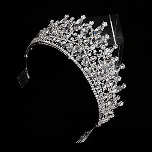QIAIYALA Tiara and Crown with Comb for Women and Girls Silver Headband Rhinestones Bridal Wedding Prom Birthday Cosplay