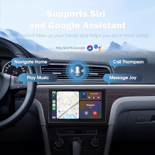 Haudio 7" Double Din Car Stereo with Wireless Apple CarPlay & Android Auto, Touch Screen Bluetooth Car Radio, GPS Navigati...