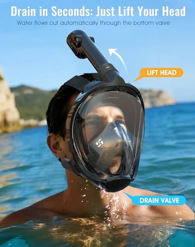 Greatever G2 Full Face Snorkel Mask with Latest Dry Top System,Foldable 180 Degree Panoramic View Snorkeling Mask with Cam...