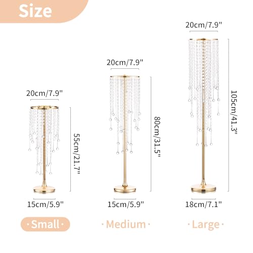 NUPTIO Wedding Centerpieces Gold Vases: 2 Pcs 21.7in Tall Crystal Flower Vase Metal Flowers Stand for Party Tables Decorat...