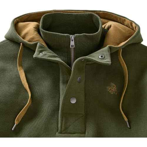 Legendary Whitetails Men's Hoodie Quarter Zip Quilted Sweatshirt Double Layered Lined Hood