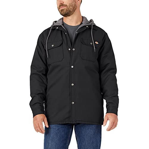 Dickies mens Fleece Hooded Duck Shirt Jacket With Hydroshield