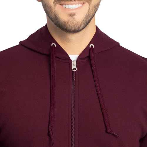 Fruit of the Loom Men's Eversoft Fleece Sweatshirts & Hoodies, Full Zip-Maroon, Large
