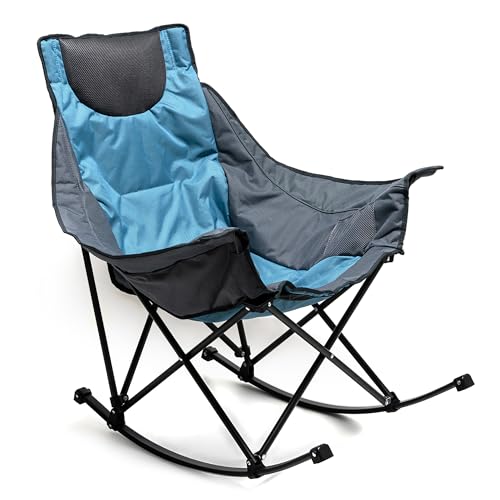 SUNNYFEEL Oversized Rocking Camping Chair, Fully Padded Patio Chair with Side Pocket, High Back Portable Lawn Recliner wit...