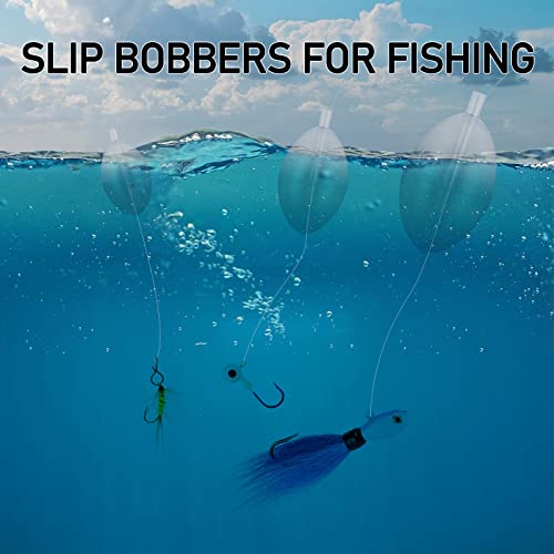 Alwonder Slip Bobbers Set for Fishing, 15PCS Fishing Slip Cast Spin Floats, 3 Sizes Clear Plastic Bobbers Kit, Oval Bubble...