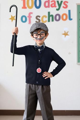 AOTHSO 8PCS Old Man Costume for kids 100 Days of School boys Grandpa old person Outfit Cosplay