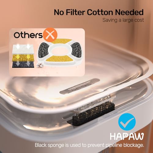 HAPAW Cat Water Fountain, Wastewater Separation & No Filter Cotton, Pet Water Dispenser with 101oz/3L Large Capacity Tank,...