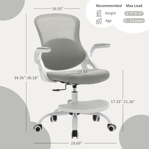 Kids Desk Chair,Ergonomic Study Chair with Adjustable Height,Swivel Mesh Desk Chair with Wheels,Home Office Chair for Chil...