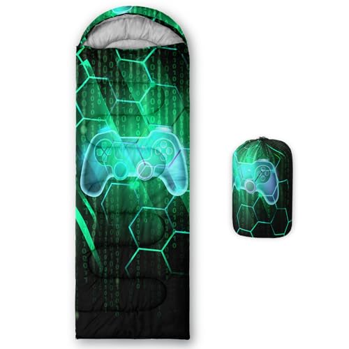 Axolotl Gamepad Sleeping Bag,3 Season Warm and Cool Weather Game Console Sleeping Bag for Boys Teens,Waterproof Lightweigh...