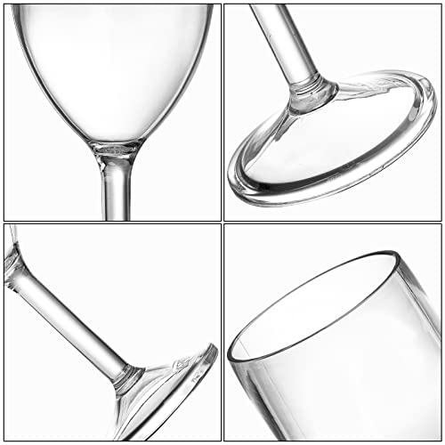 WUWEOT 8 Pack Plastic Wine Glasses, 10 Oz Unbreakable Stemmed Wine Goblets, Clear Shatterproof Plastic Stemware for Trave...