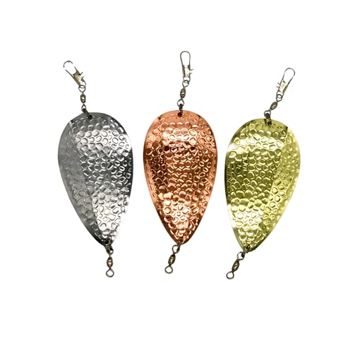 KOKOPROS Kokanee Salmon Dodger Jets 4-Inch 3-Pack & 9-Pack Sets - Copper, Silver & Gold Color Plated Metal - Highly Reflec...