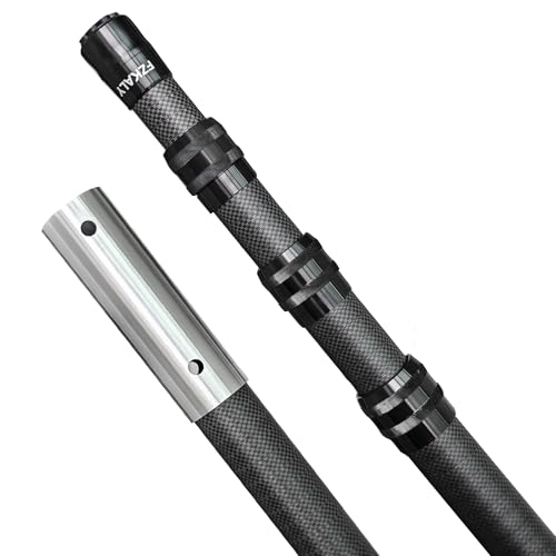 Fzkaly Carbon Fiber Pool Pole, Professional 15 FT Telescoping Swimming Pool Cleaning Pole 4.6 to 15 FT, Ultra-Lightweight ...