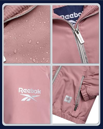 Reebok Girls Windbreaker Jacket - Lightweight Wind and Water Resistant Insulated Girls Jacket with Storm Cuff Sleeves & Hood