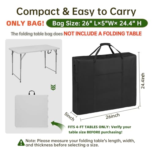 QYILUARE 4 Ft Folding Table Storage Bag-Water-Resistant Heavy Duty Large Carrying Bag for Transport Organizer with Pocket...