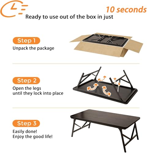 QUERNA Folding Coffee Table, No Assembly Low Coffee Table, Floor Table Desk for Sitting on The Floor, Portable Floor Table...
