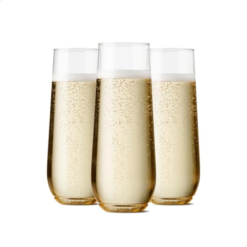 TOSSWARE POP 9oz Flute, Premium Quality, Recyclable, Unbreakable & Crystal Clear Plastic Champagne Glasses,Flute , 12 Coun...