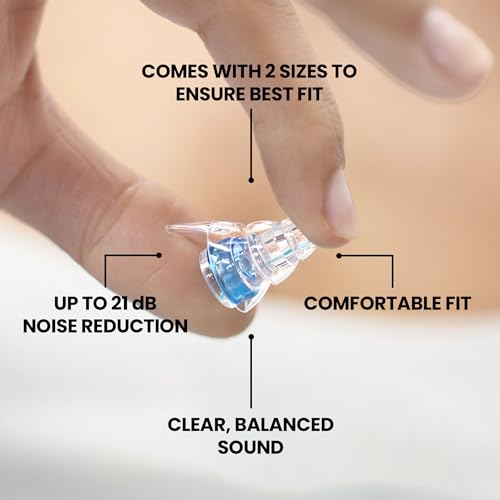 Eargasm High Fidelity Earplugs with Blue Filters - Reusable Noise Reduction Hearing Protection Ear-Plugs with Carrying Cas...