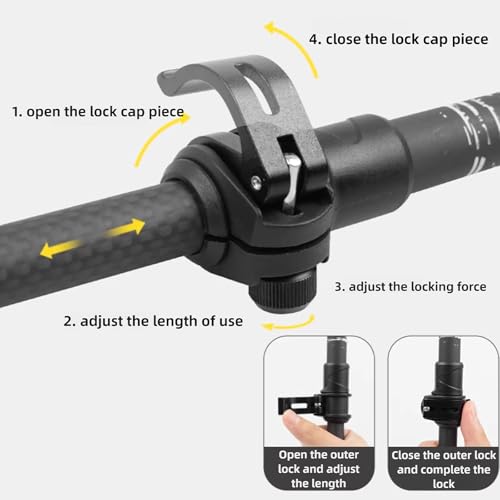 2-in-1 Carbon Fiber Trekking Poles Telescopic Adjustable Hiking Sticks Lightweight Walking Sticks Camera Monopod with 1/4"...